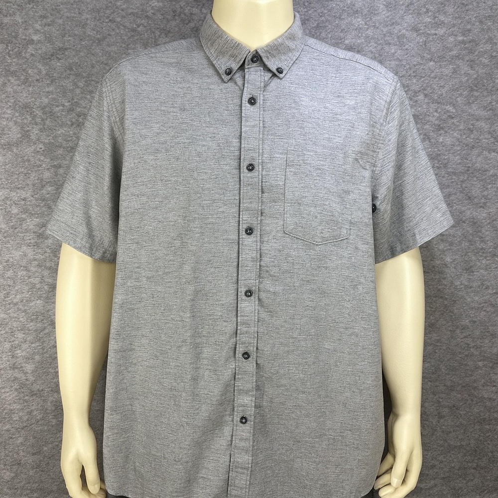 Billabong Mens XXL Heather Gray Casual Button Down Short Sleeve Relaxed